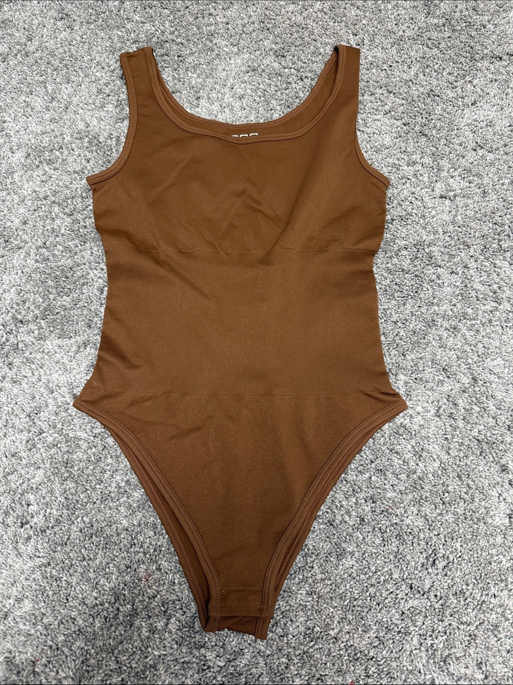 OQQ Chocolate Scoop Neck Tank Bodysuit